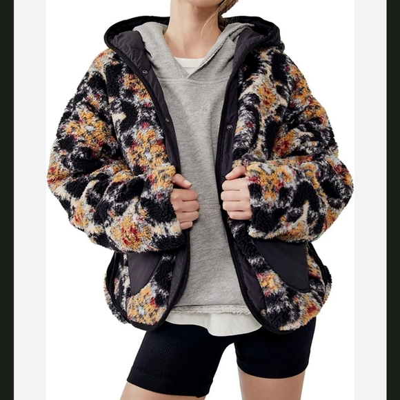 Free People Movement NWT Elevation Reversible Fleece Hooded Jacket Large - Picture 13 of 16